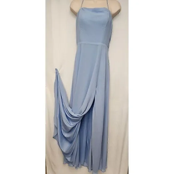 Speechless Women's Halter Chiffon Maxi Blue Dress Size 11 - Picture 8 of 8